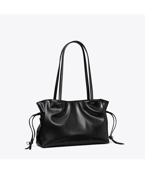Tory Burch Ella Recycled Drawstring Small Tote Black