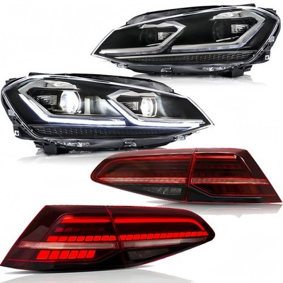 VOLL LED-Projektor-Scheinwerfer+Rote Rücklichter für VW Golf 7,5 MK 7.5 2017-21
