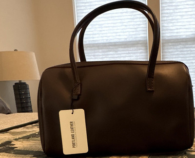 Portland Leather Brown Satchel Top Handle Zip Detachable Strap Gold