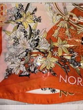 Orange/Yellow/ White Silky Head Scarf New In Package Vtg 70s Look Retro Floral