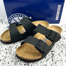 Birkenstock Arizona Black Birko-Flor Leather Sandals Unisex Shoes US 6-12