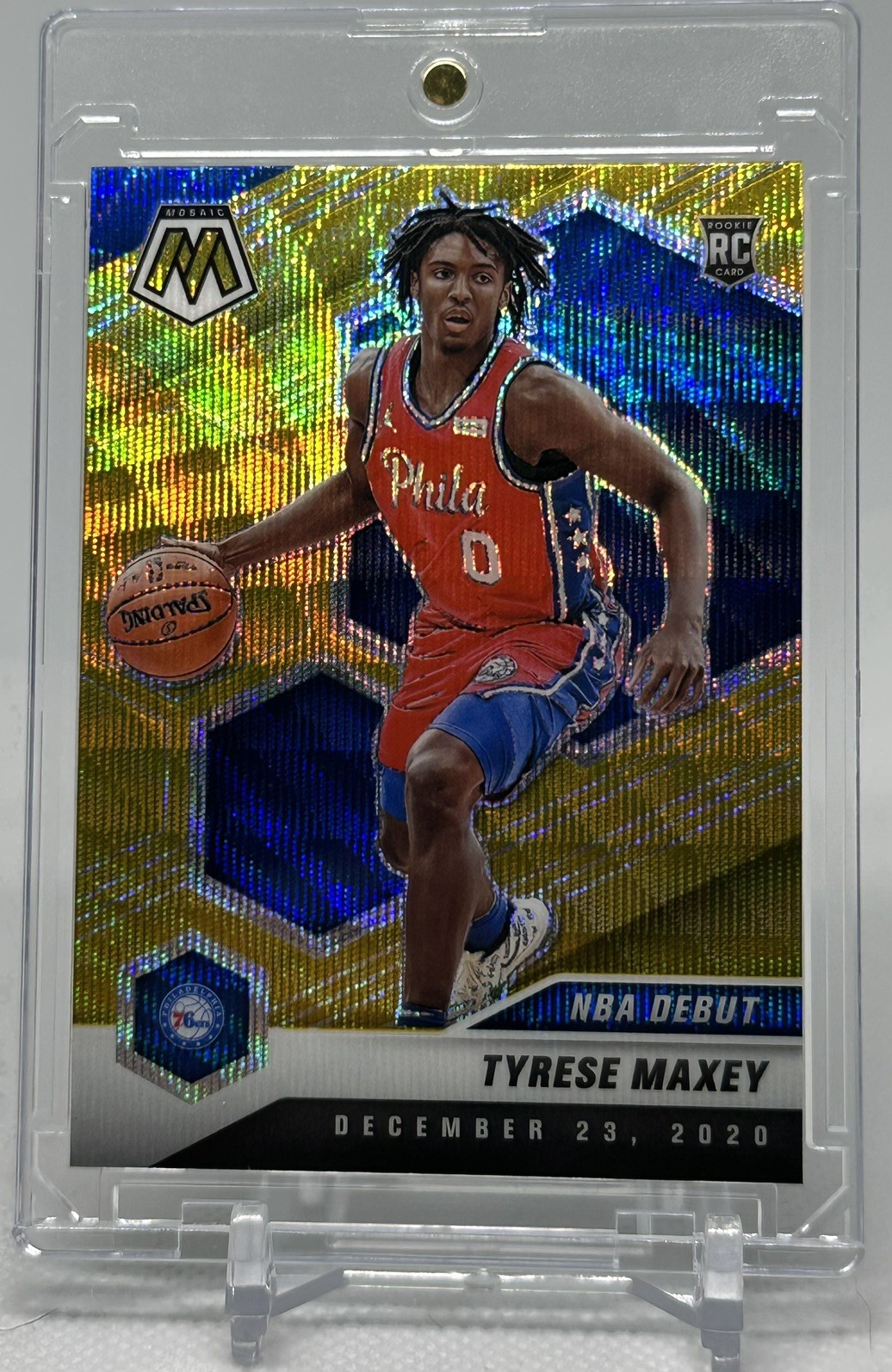 2020-21 Panini Mosaic Tyrese Maxey Rookie Gold Wave #263