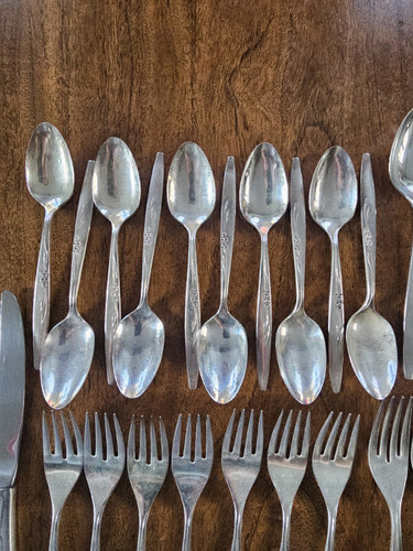 51 Teile Lot Oneida Community Silverplate Enchantment Gentle Rose 1960’s Besteck - Bild 15 von 24