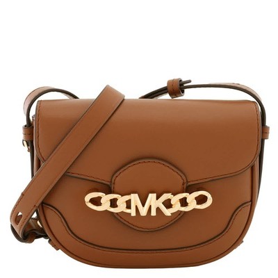 Michael Kors Ladies Hally Extra-Small Embellished Leather Crossbody Brown Bag