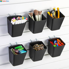 6 Pcs Slatwall Cups with Hook Loops Plastic Slatwall Organizer Slatwall Black 