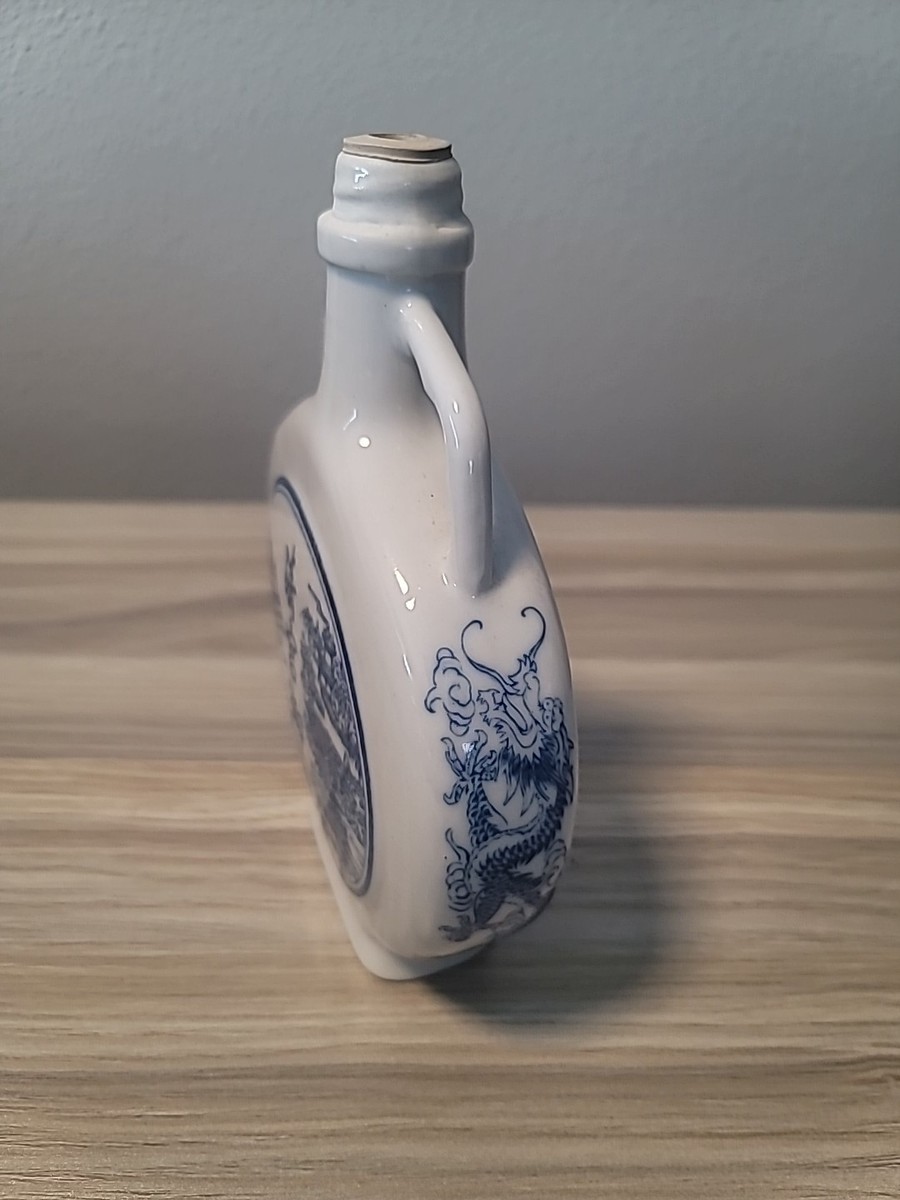 中華和瓶 Sake Bottle Chinese Blue & White Porcelain With Handles Still Full