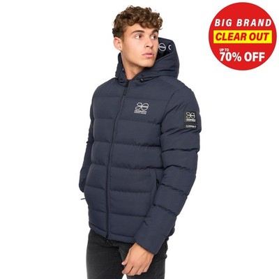 Crosshatch Pitsburg Herren wattierte Steppjacke kuscheliger Wintermantel Oberbekleidung Navy