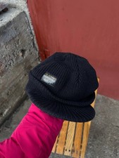 G-Star RAW Originals Black Ribbed Knit Beanie Hat Logo Patch Men’s One Size Rare