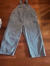 VTG Key Imperial Overalls Mens 46x32 Blue Conductor Bib Hickory Stripe Railroad