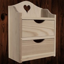 Wooden 2 Drawers Storage Box | Keepsake Trinket Make-up Organiser | Home Decor
