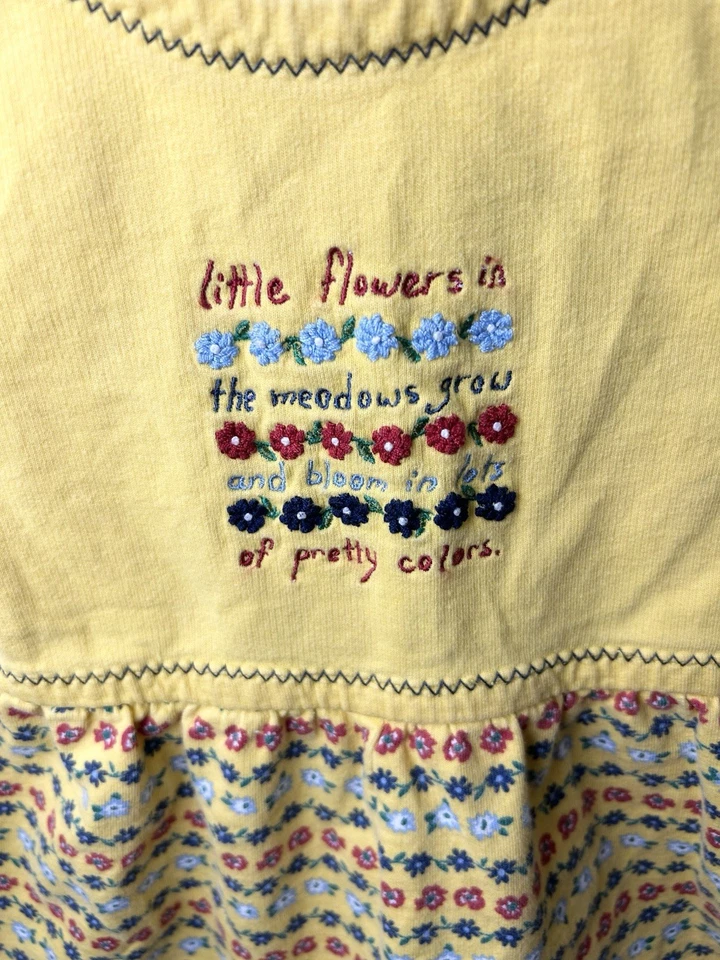 De colección Gymboree Country Meadows Niñas Una Pieza Mameluco Flores Poema Amarillo 1998 XS  Foto 2 de 4