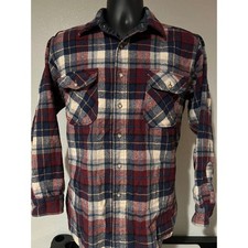Vintage Pendleton Flannel Board Shirt Mens L Burgundy Plaid EUC Made in USA Wool