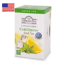 Green Tea, Cold Brew Lemon and Mint Teabags, Iced Tea, 20 Ct (Pack of 1) - Caffe