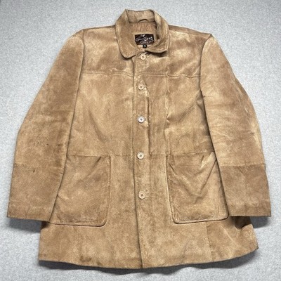 VTG Caribou Creek Mens Leather Suede Bomber Chore Barn Western Coat Sz XL Tan