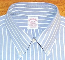 USA Brooks Brothers 80s Makers 16.5 34 OCBD blue stripe oxford cloth shirt y7j8
