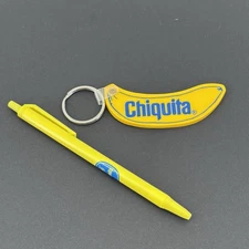 Chiquita Banana Food Advertising Fruit USA Keychain Key Ring W/ Pen HTF RARE