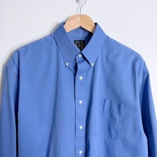 Jos. A. Bank Men's Dress Shirt Long Sleeve Button Down 16 Large Solid Blue