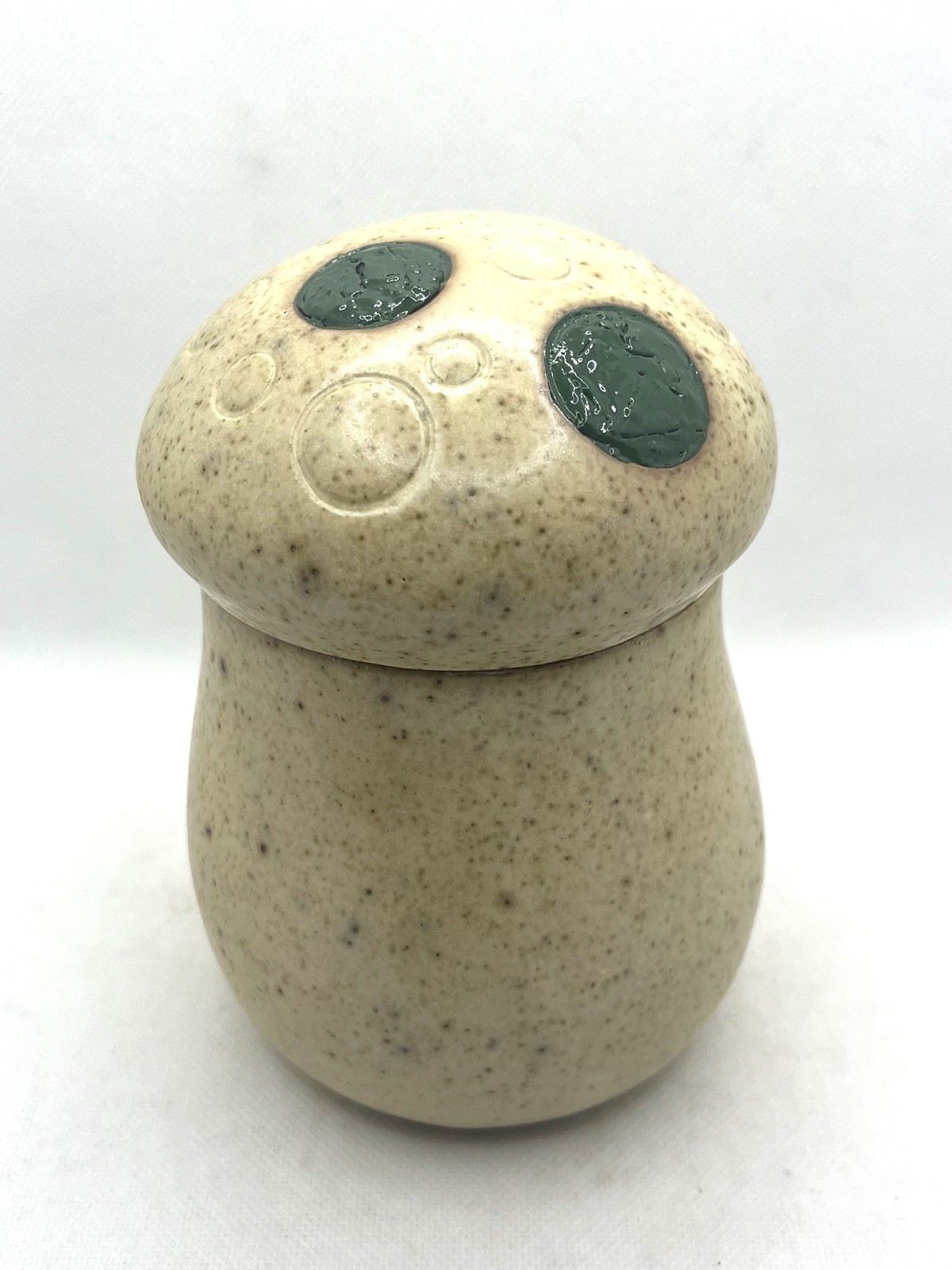 Vintage Ceramic Stoneware Pottery Mushroom Lidded Jar Small Canister, vintage trinket box