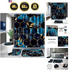 4 Pcs Bathroom Shower Curtain Set,Bathroom Sets with RugsBath Mat,U Shape and...
