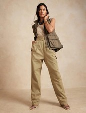 Women's Banana Republic Heritage Explorer Pants Cargo Pleated Cream Sz 4 Boho