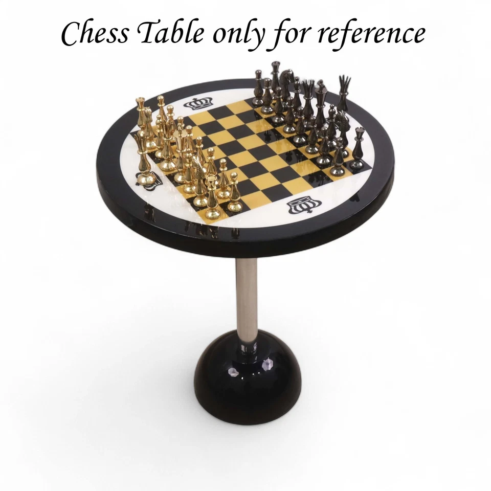 3.6” Regal Curve Series Brass Metal Luxury Chess Set - Pieces Only- Gold & Metal - Image 2 of 4