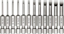12 Pieces Magnetic Slotted Screwdriver Bit Set, 1/4 Inch Hex Shank Flat Head Dri