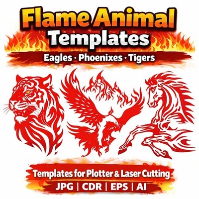 Flame Eagle Templates Vector Files for Laser Cut Plotter CNC SVG EPS AI JPG