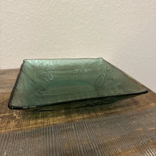 Tiara Spruce Green Vintage 10x10 Square Serving Dish. Brilliant color