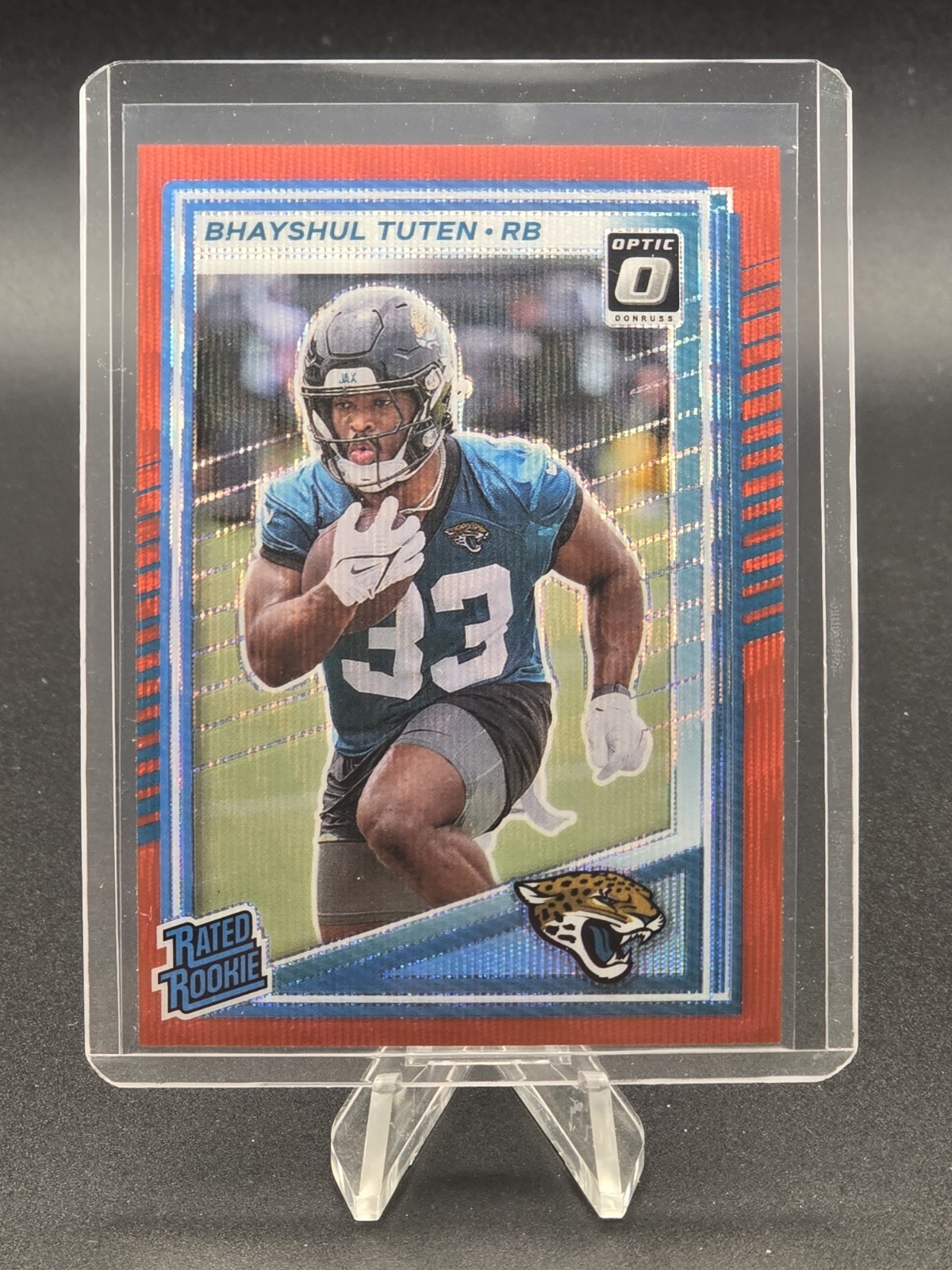 2025 Panini Donruss - Rated Rookie Bhayshul Tuten #333 Optic Preview Red Wave