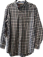 Chaps Ralph Lauren Dress Shirt Men Med. Blue Green Plaid Button Down Long Sleeve