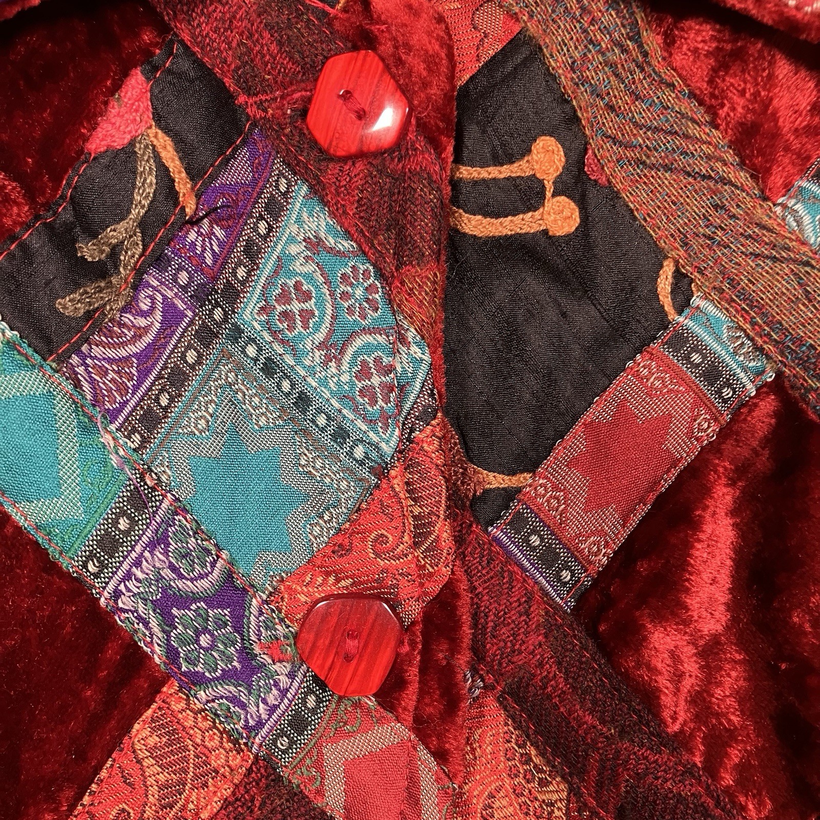 Coldwater Creek Patchwork Jacket Large Velvet Art… - image 5