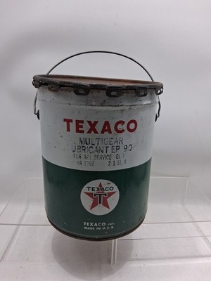 Vintage 1964 Texaco Gear Oil Lube Empty 5-Gal Metal Bucket Can Pail W/Lid