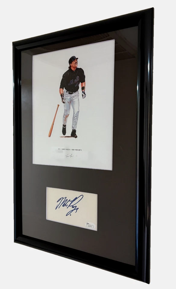 Mike Piazza - 12x18" Framed Signed Card and 8x10 Art Print Mets HOF Auto JSA COA - Image 3 of 4