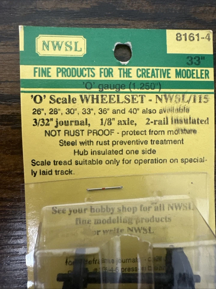 NorthWest Short Line O Scale #8161-4 33" Wheelsets (4 Axles) w/3/32" Journal NIP - Image 3 of 4
