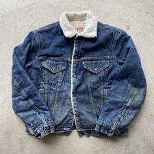 Vintage Levis Denim Sherpa Lined Jacket Trucker USA Made 40 Fleece 80s Size S/M