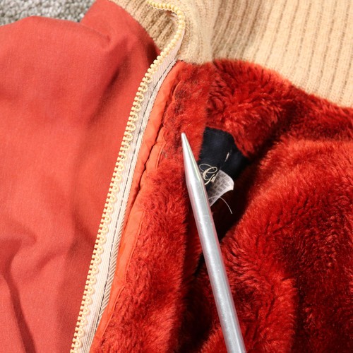 Vintage Golden Fleece Jacket Mens 40 Tall Tan Red Sherpa Lined Talon Zip USA 70s - Picture 20 of 22