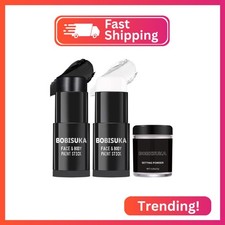 BOBISUKA Black White Face Paint Stick with Setting Powder Set, Eye Black Sticks