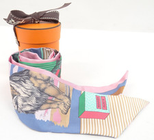 HERMES Scarf Twilly Silk GRAND THEATRE NOUVEAU Blue w/Box 64220248100 N