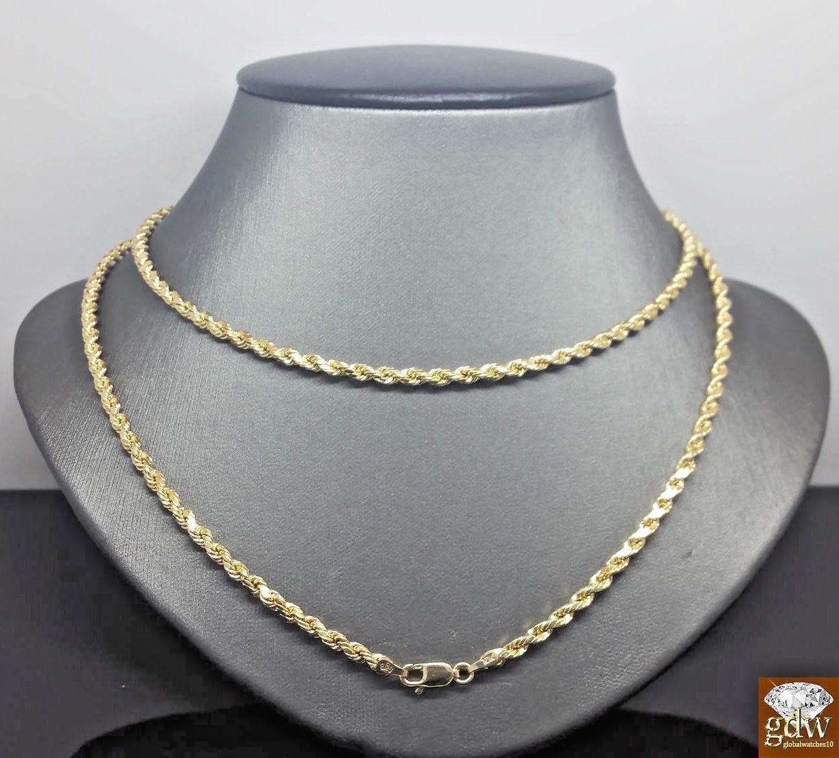 Real 10K Yellow Gold Rope Chain Necklace 26