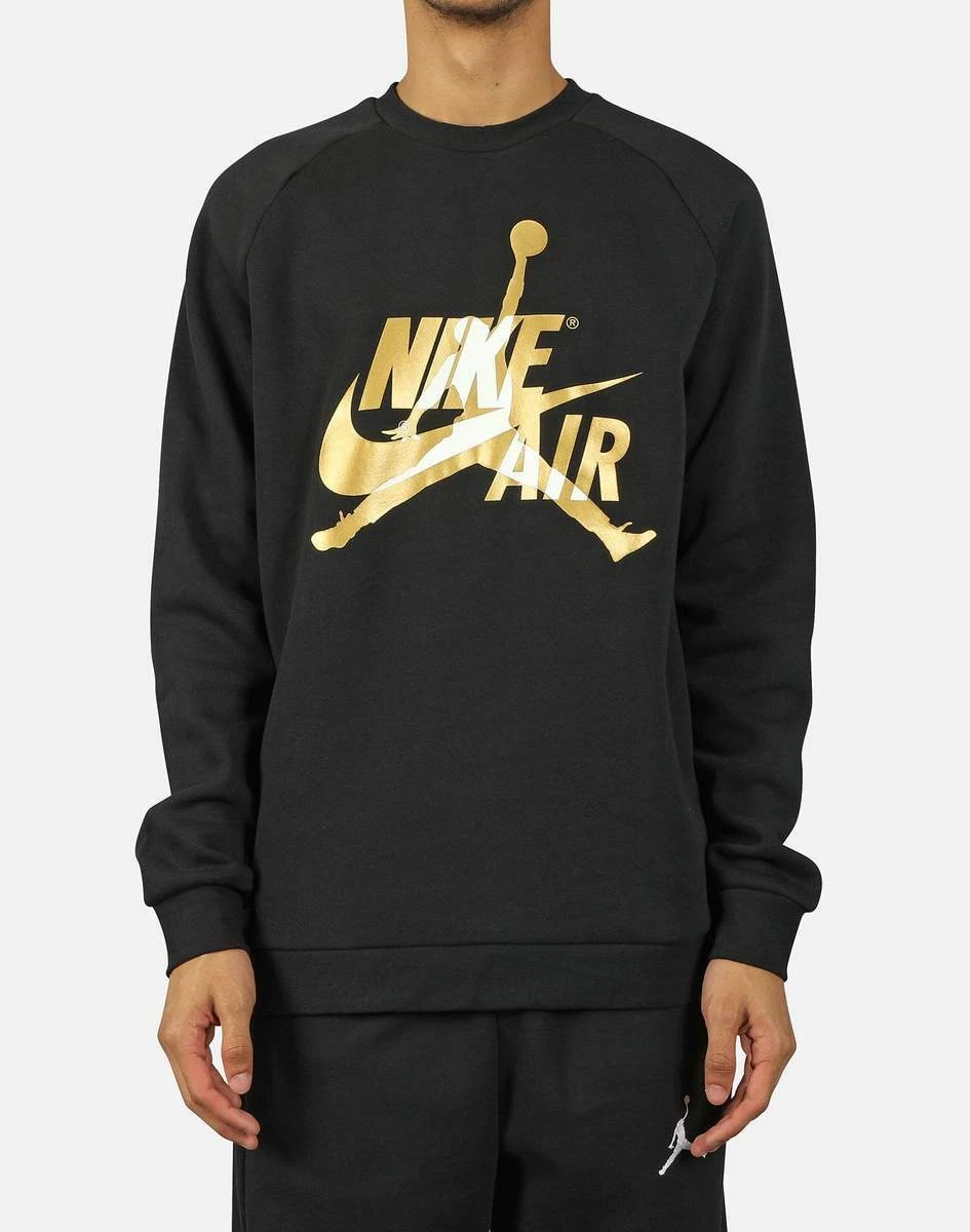 Nike Air Jordan Jumpman Sweatshirt Menu0026#039;s Crew Top Black Gold  BV6006-012 Sz L | eBay