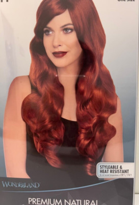 New red long wavy wig halloween Ariel costume