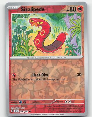 Sizzlipede #036/162 Reverse Holo Pokémon Temporal Forces Near Mint