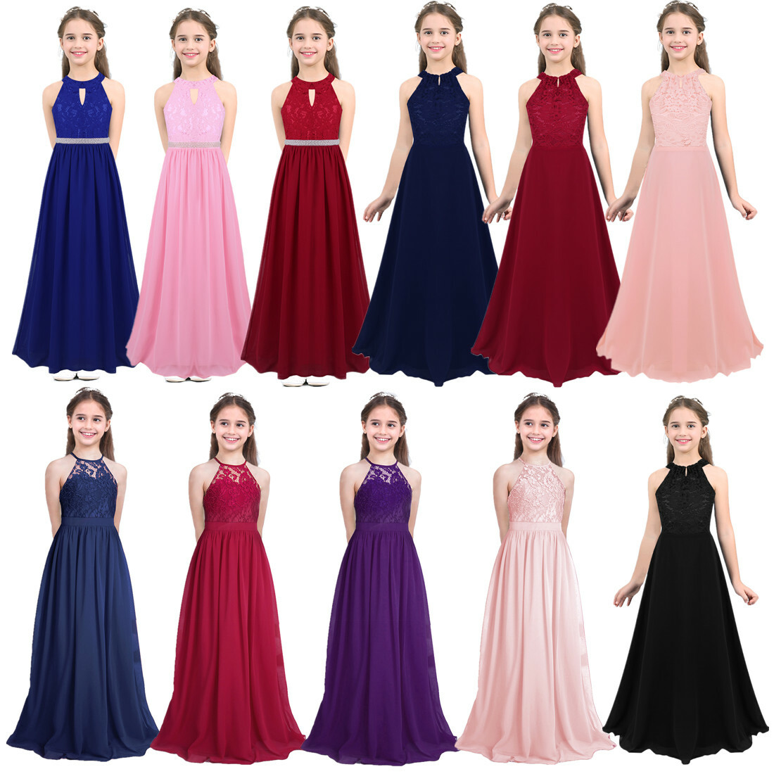 Flower Girls Dress Kids Princess Long Dresses for Formal Wedding Bridesmaid  Gown | eBay