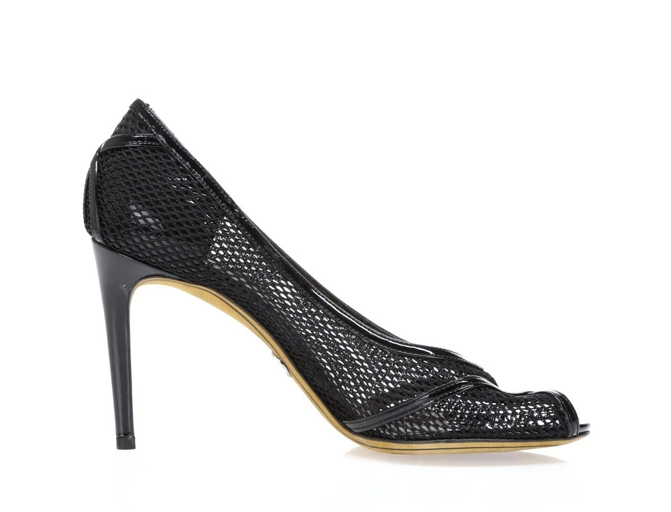 DOLCE & GABBANA charol negro punta abierta tacones talla EU 38.5 Foto 3 de 4