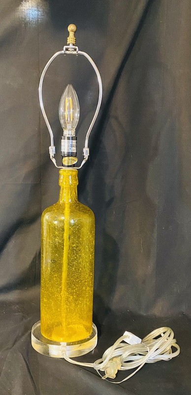 JAIME YOUNG Yellow Wine Bottle Lamp BALLARD DESIGN Acrylic Clear Base