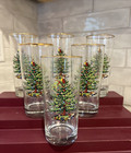 Spode Christmas Tree  highball drinking glasses Gold Rim (Set of 6)