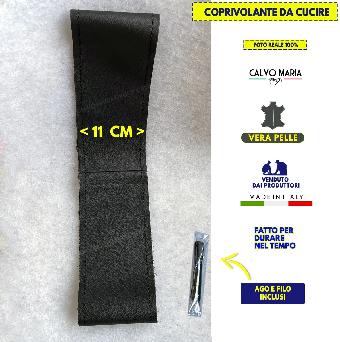 Coprivolante Auto In Pelle Microfibra 38 Cm – Antiscivolo, Traspirante, Inodore, Con Fodera Interna E Cuciture A Rombi, Colore Blu, Per Berlina, SUV E Camion
