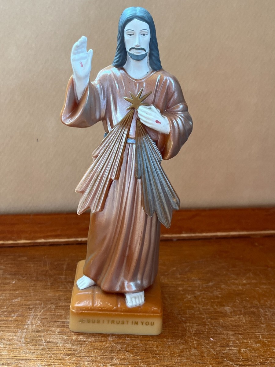 Vintage Peach Plastic Bleeding Heart Jesus I TRUST IN YOU