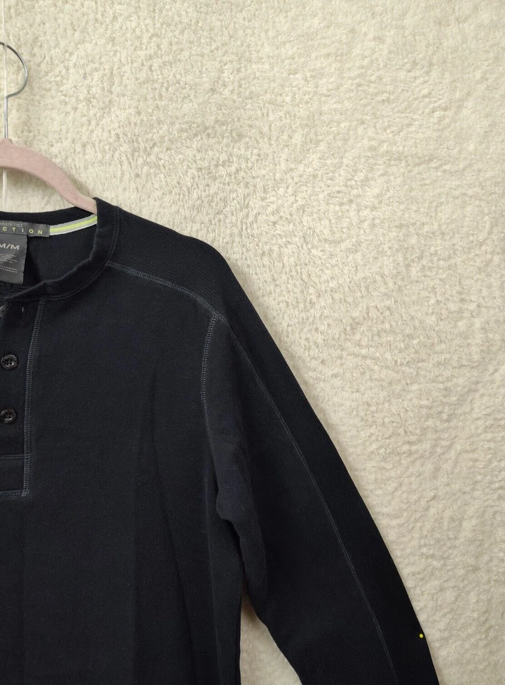 Kenneth Cole Reaction Men Shirt Medium Blue Cotton Blend Regular Henley Shirt - Image 3 of 4