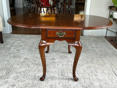 BASSETT Drop Leaf Side/ End Table w/ Drawer - SOLID WOOD | eBay